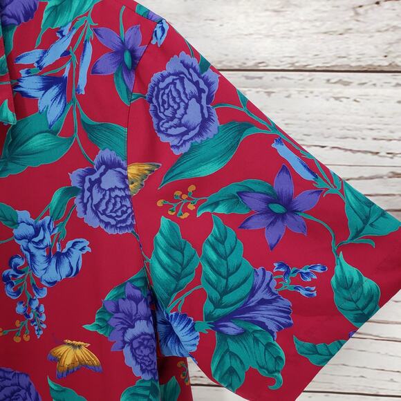 Alfred Dunner Multicolor Floral Butterfly Half Button Top Size 16 - Picture 8 of 13